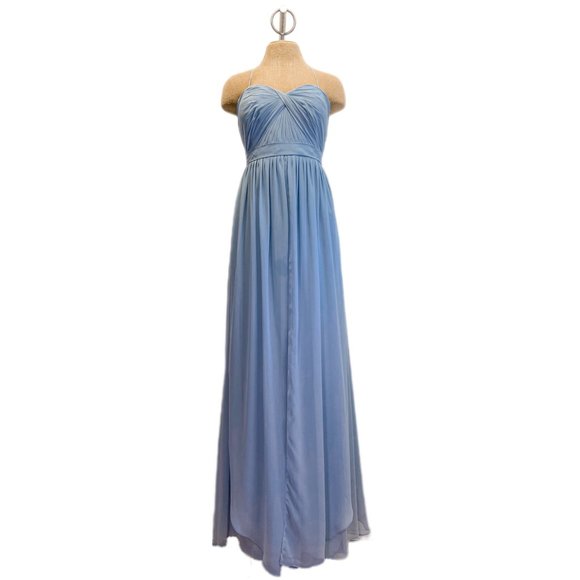 Jenny Yoo Convertible Adjustable Light Blue High Imperial Waist Maxi Dress Sz 14 - Picture 5 of 11